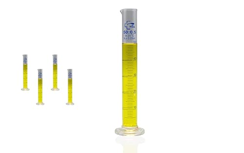 HDA Cilindros de medición de vidrio 1.7 fl oz, base redonda, con boquilla y graduación, instrumento volumétrico, cristalería para laboratorios,