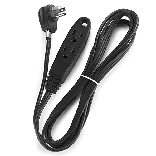 Aurum Cables 8-Feet 3 Outlet Extension Cord Indoor/Outdoor Extension Cord 16AWG - Black - UL Listed