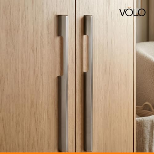 Image of VOLO Wardrobe and Cabinet Pull Handle - Versatile Handles for Wardrobes, Drawers, Sliding Closets, and Doors in Kitchens, Offices, and Bedrooms (SAC-35) (Satin, 600MM (24 Inch)) Pack of 1 Piece