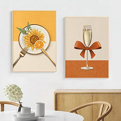 Affiches et impressions pour salon terne : la solution déco orange et jaune