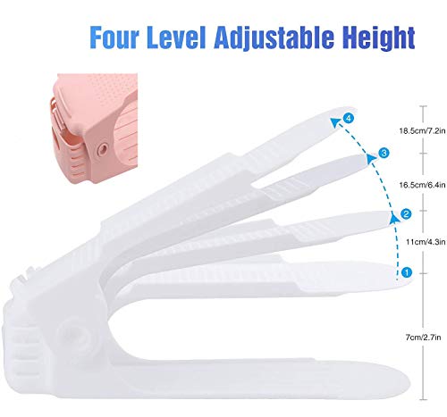 Risetex Shoe Slots Organizer 20 Pack- Shoe Stacker - Increase Space By 200%,4 Levels Adjustable Double Layer Stackable Shoe Rack,Storage Shoe Organizer Holder For Closet Organization #TOP1