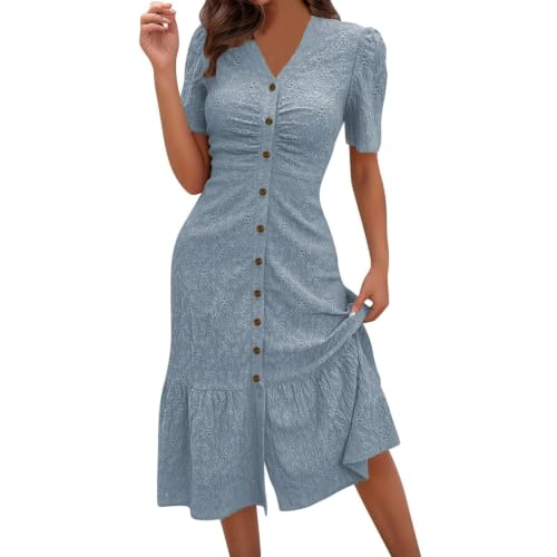 Robe midi broderie à œillets et finitions volants haut de gamme