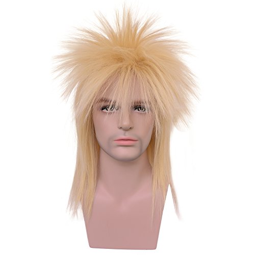 Yilys 80s Heavy Metal Mullet Wig Long Staright Blonde Halloween Rocker style wig