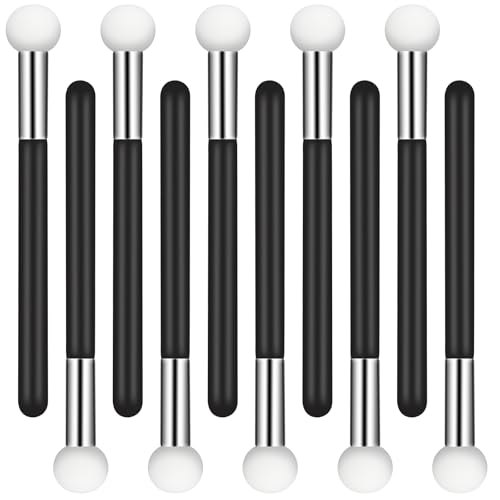 10Pcs Mushroom Makeup Puff Sponge Brush with Handle Foundation Sponge Powder Brush Concealer Sponge Eye Makeup Applicator for Women Girls (Black)