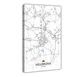 SDKAHKZO Schwarz-Weiß-Stadtkarte Heilbronn DE auf 