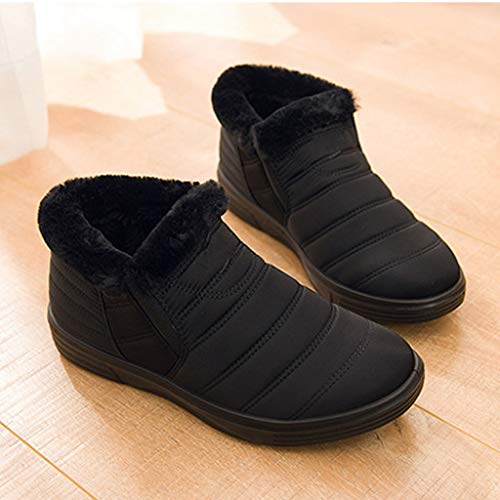 MIOKE Women's Winter Fur Snow Ankle Booties Waterproof Lightweight Slip On Outdoor Rain Snow Short Boots3