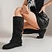 CouieCuies Black Knee High Boots for Women Tall Boot Fold Over Dress Shoes Flats Moccasin Boots Below the Knee Comfortable Long Boot Size 8