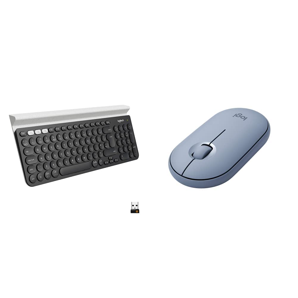 Logitech K780 Multi-Device Wireless Keyboard & Pebble M350 Wireless Mouse with Bluetooth or USB - Si