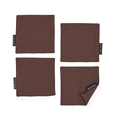 スタイルデコール(STYLE Decor) コースター リバーシブル おしゃれ 布 4枚セット 洗える 北欧 無地オックス・カフェブラウン W3003420