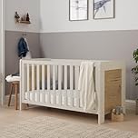 Tutti Bambini Alba 3-in-1 Baby Cot Bed (0-6 years) 140x70 cm - 3 modes: Wooden Baby Crib, Toddler Bed & Day Bed, Convertible Baby Bed, Adjustable Base, (Sand/Distressed Oak)