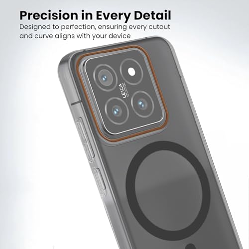 Image of Compatible for XIAOMI 14 5G Frosted Translucent Hard Back | Only Compatible with Wireless Magnetic Accessories | Thin and Slim Magnetic Back Cover (Black)