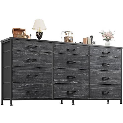 Romorgniz 55' Long Dresser for Bedroom with 12 Fabric Drawers, TV Stand for 60 inch TV Dressers...
