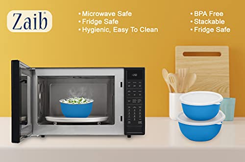Image of Microwave Safe Stainless Steel Food Storage Container with Lid | Euro Mixing Bowl Set for Kitchen | 500ml, 800ml, 1250ml | Pack of 3 | Leak-Proof (Blue Plain 3)