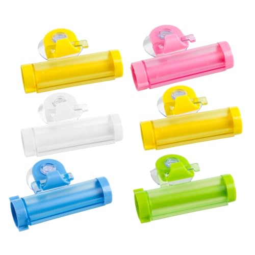 FRCOLOR Suction Cup Toothpaste Extruder Rolling Squeezer for Tubing Roll Reelable Facial Cream Creamy Paste Dispenser Random