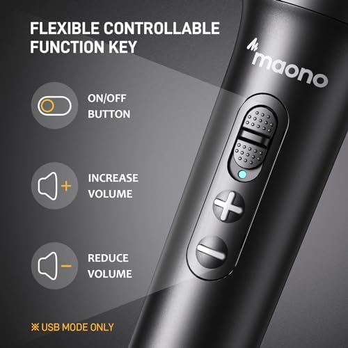 MAONO USB/XLR Dynamic Microphone for Podcast Recording, Computer PC Mic with Noise Suppression, Headphones Jack, Compatible Mixers & Audio Interfaces for Home Studio, Vocal, Music, Streaming, HD300T