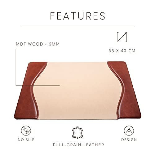 Maruse Luxury Leather Desk Set, 5-Piece - Made In Italy (Brown) #TOP2