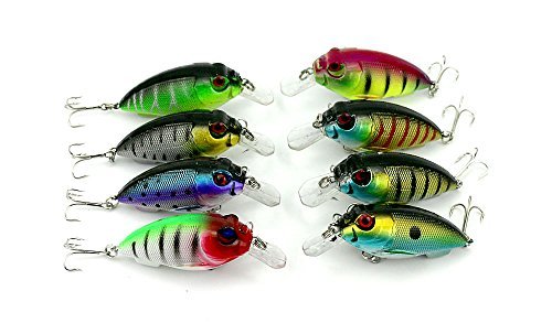 LENPABY 8pcs/lot Medium Diving Crankbaits Lot Hard Plastic Fishing Lures Crappie Bass Tourt Crank Baits for Saltwater and Freshwater 7cm/2.76