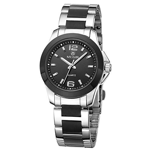 Preisvergleich Produktbild Quarzuhr- Lässige Mode-Armbanduhr - Rundes Zifferblatt aus Legierung - Zeigeranzeige - Premium-Edelstahlarmband - Wasserdicht Armbanduhr@schwarz