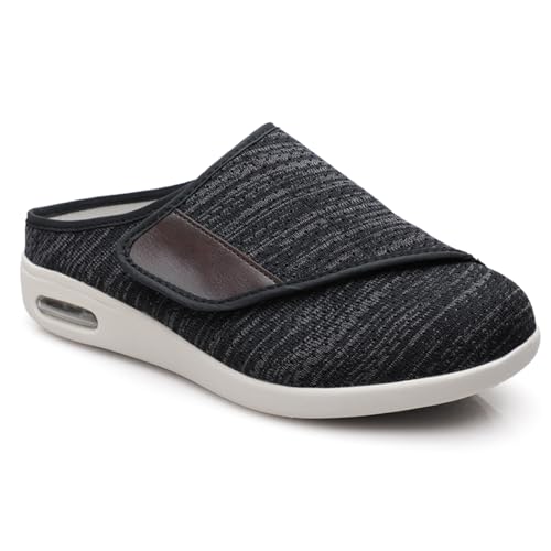 Sapatos femininos de largura extra larga para diabéticos, leve, respirável, ajustável, edema de idos