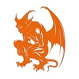 Calcomanías de letras Silueta de gárgola, criatura mítica, monstruo, solo en juegos MMORPG. 64x81.6cm Personalización personalizada Naranja