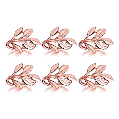 CTRLZS 6 Pcs Napkin Ring,Leaf Napkin Set,Napkin Ring Napkin Holder Decoration,Suitable for Christmas,Holiday, Dinner Decoration