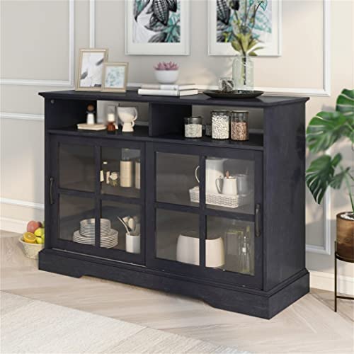 Seasd Kitchen Sideboard Buffet With 2 Glass Sliding Doors And Adjustable Shelves Storage Cabinet For Dining Room #TOP2