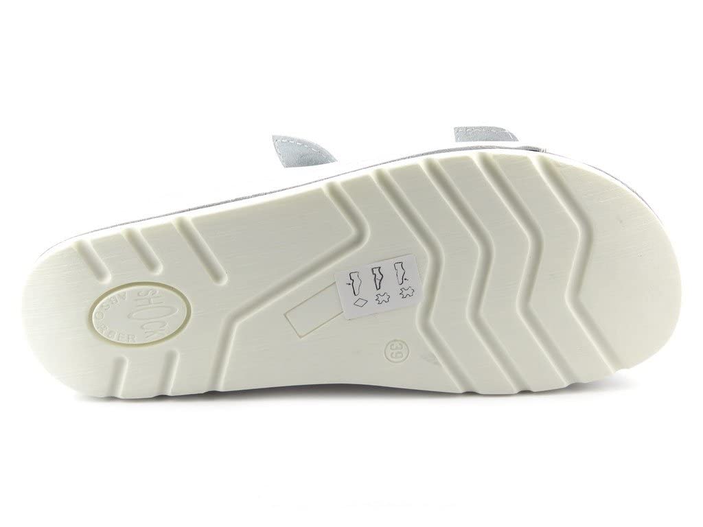 Zapatillas Sanitarias Médicas Para Mujer Hechas De Cuero De Grano Natural Suela Plana Esponja Suave Correas Ajustables Amortiguador Blanco Talla 40