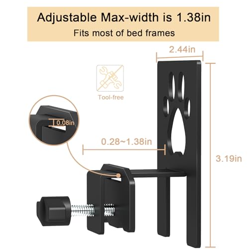 XXF 6 PCS Non Slip Mattress Gaskets for Metal Bed Frame, Anti-Slip Holder in Place Gripper, Mattress Slide Stopper, Adjustable Anti-Slip Baffle, Easy to Install, Black (Dog paw) - Thumbnail 3