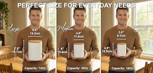 25DOL Engraved Ceramic Kitchen Canisters Set of 3