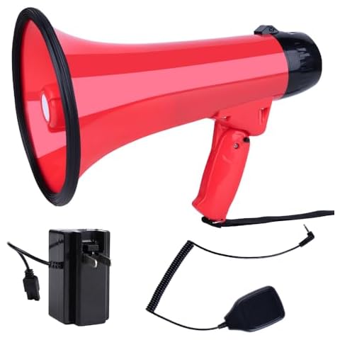 MyMealivos Megaphone Speaker,Bullhorn-Built-in Siren 40 Watt & 1000 Yards Range,Loud Speaker with Adjustable Vol Control，Ideal for Football, Soccer, Baseball, Hockey, Basketball Cover