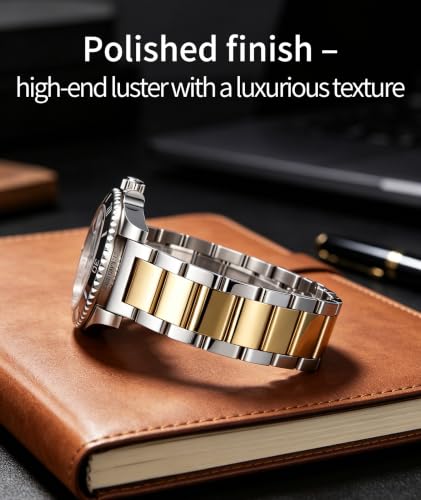 Image of BINLUN Thick Stainless Steel Watch Band Metal Heavy Polished Matte Brushed Finish Watch Strap Replacement for Men Women 16mm /18mm /20mm /21mm /22mm /23mm /24mm /26mm