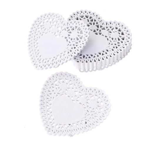 GRIRIW 250pcs White Paper Doilies 4 Inch Cake Baking Paper Mats Diy Lace Food Doilies for Wedding Oil Proof Floral Cake for Dessert