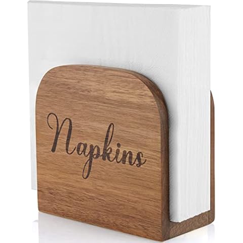 Napkin Holder for Table, ALELION Acacia Wooden Napkin Holders for Kitchen, Napkin Holder for Kitchen Dining Room Table Decor, Upright Wood Napkin Dispenser for Indoor & Outdoor Use Cover