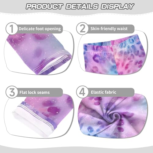 Girls Leggings Leopard Print Kids Length Leggings Pants Toddler Athletic Soft Pretty Pink Tights Trousers 4T3