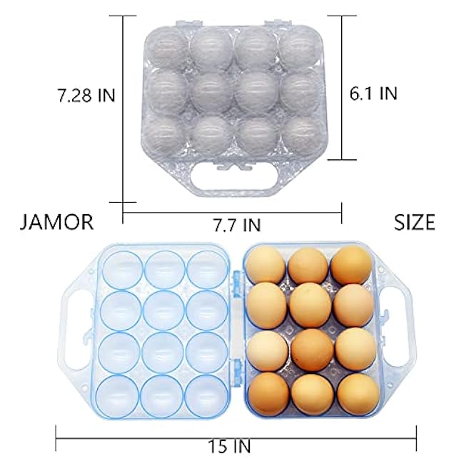 JAMOR 12 Grid Egg Storage Box Portable Eggs Box Bag Basket, Shockproof Egg Storage Necessary For Camping And Picnic, Portable Thickened Egg Box For Travel And Outdoor (White)