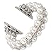 fastgo Compatible with Apple Watch Band Pearl Series 9 8 41mm, Women Fancy Handpicked Beaded Elastic Bracelet, Jewelry Stretch Pearl Strap for Iwatch SE Series 8/7/6/5/4/3/2/1(Pure White, 38/40/41mm)