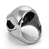 JewelryWe Stainless Big and Heavy Skull Ring Engagement Wedding Band for Biker Men, Silver Color - Size T #3
