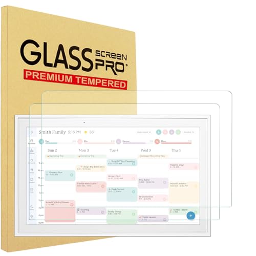 YINOVEEN 2 Pack Tempered Glass Screen Protector Compatible with 15 inch Skylight Calendar, Wall Planner Digital Calendar, Skylight Digital Picture Frame, 9H, Tempered Glass Screen Film Guard, Anti-Scratch