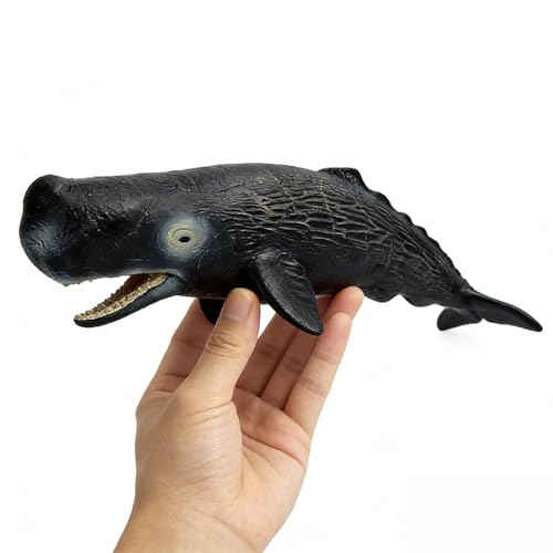 Image of SmilerSmile 8.3 inch Sperm Whale Figurine Plastic Sea Creature Toy for Toddlers | Solid PVC Action Figure, Simulation Sea Animals, Educational Ocean Animal Model, Non-toxic Safe Bath Toy for Kids