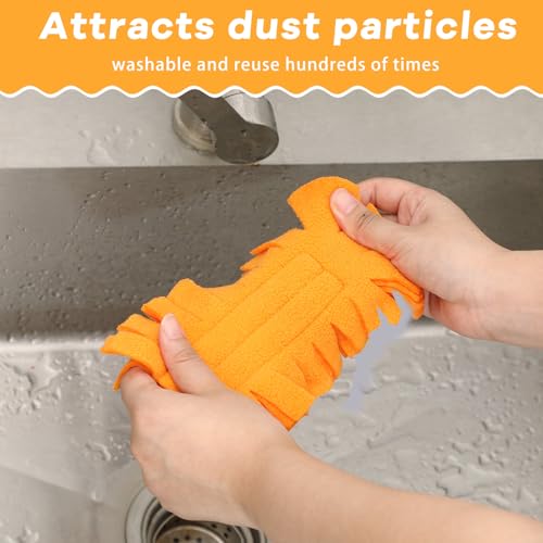 Image of Zubebe 6 Pcs Reusable Duster Refills Fleece,Orange | Soft Polyester Fiber Flat Duster Refill Multi Surface Washable Cleaning Pad Tools for Home, Blinds, Car, Pet, Furniture, Fans