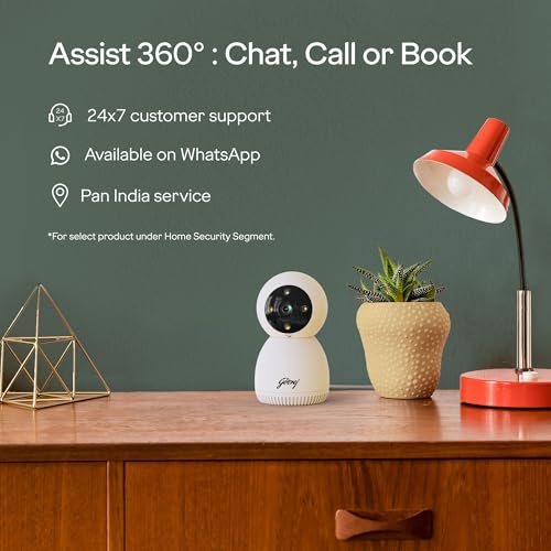 Image of Godrej 3MP Smart Wi-Fi CCTV Camera | EVE Pro 3 | | Night Vision | 360 View | AI Human Tracking | Motion Detection | Indoor Camera | 2-Way Talk | Up to 256GB SD Card Support | Alexa Support