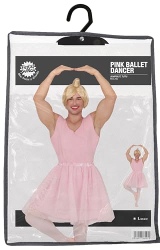 FIESTAS GUIRCA | Balletttänzer-Kostüm (52-54/L) – Overall und Tutu – Tanz- und Ballettkostüme für Junggesellenabschiede, Karneval und Kostümpartys – Ideal für erwachsene Männer – Rosa
