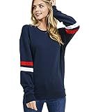 Damen Sweatshirt Pullover Casual Langarmshirt Hoodie Rundhals Kaputzenpullis Oversize Streifen Shirt Oberteil Tops(bl,l)