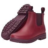 Planone Short Rain Boots for Women Chelsea Fashion Waterproof Ankle Non-Slip Matte Surface Rubber Boots Lightweight Outdoor Garden Shoes Work Booties for Ladies with Arch Support and Removable Comfort Insole