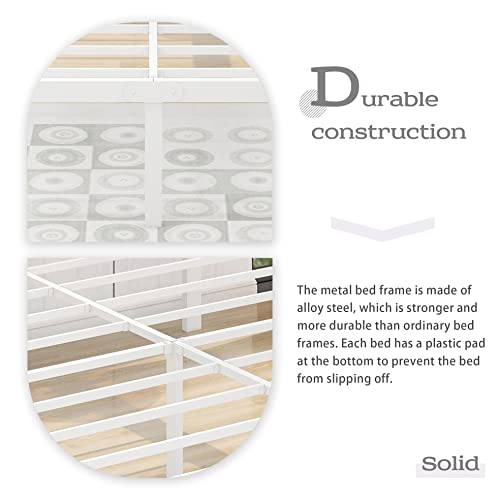 Alazyhome Twin Size Bed Frame 14 Inch Metal Platform Bed Frame Heavy Duty Steel Slats Support No Box Spring Needed Noise-Free Easy Assembly White #TOP4