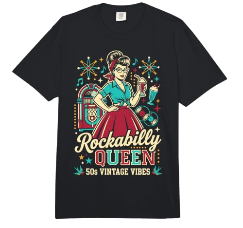 1950s Retro Rockabilly Pinup Vintage Style for Women Comfort Colors Adult Heavyweight T-Shirt