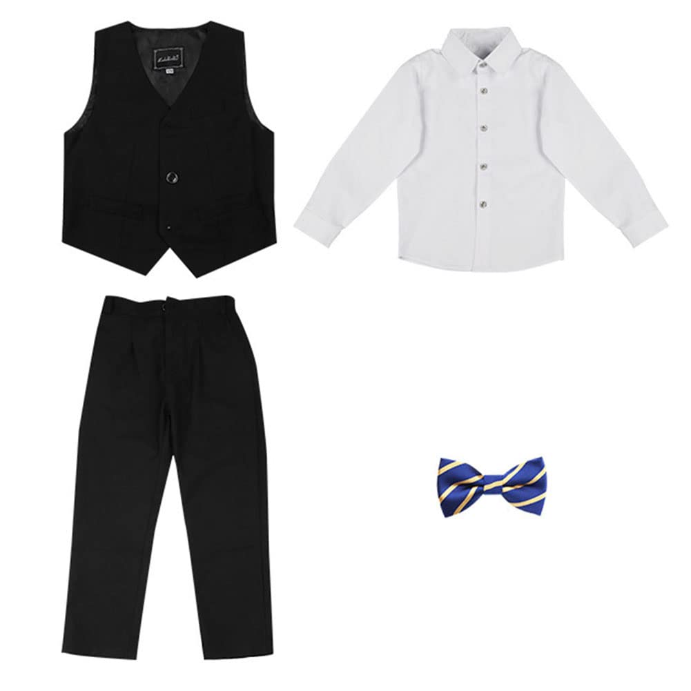 DAIHAN Jungen Eleganter Performance-Anzug Plus größe Taillierte Passform Festlich Kleidung Hochzeits-Outfit-Set Anzug Sakko Einfarbig Abendessen Prom Dress Wear Smoking Outfits Fliege Anzüge