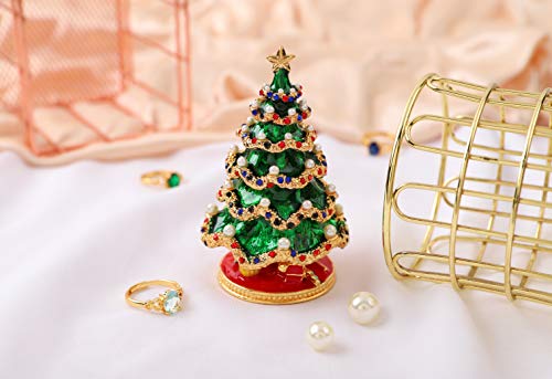 Qifu-Hand Painted Enameled Christmas Tree Decorative Hinged Jewelry Trinket Box Unique Gift For Home Decor #TOP6
