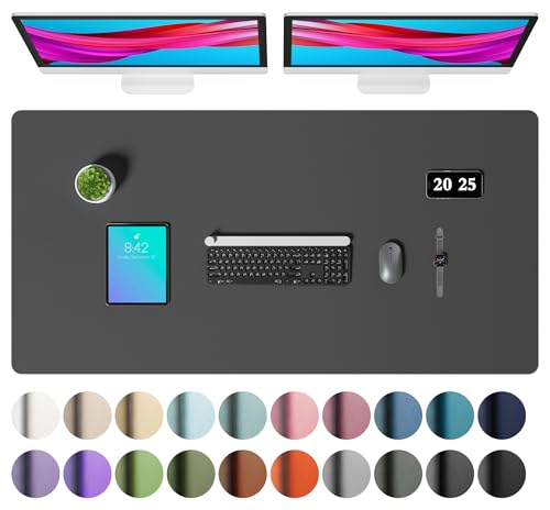 Image of Aothia Faux Leather Desk Mat - Large Mouse Pad, Non-Slip PU Leather Blotter, Waterproof Writing Surface for Office and Home (Grey, 47.2 inch x 23.6 inch)