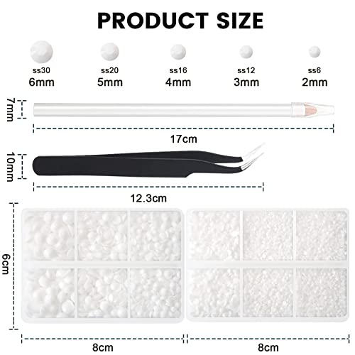 Aurehen 10000Pcs 2-6Mm White Resin Flat Back Rhinestones, Round Non Hotfix Resin Rhinestones Nail Gems Stones With Tweezer & Picker Pen For Tumblers Nail Art & Diy Decoration #TOP1